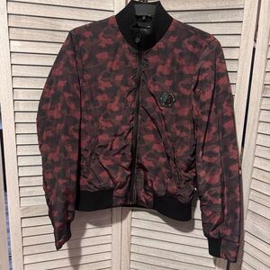 Authentic Philipp Plein Men's Bomber Jacket Red Camouflage Print Hexagon Logo